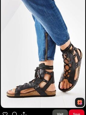 silence + noise Black Lace-Up Gladiator Sandals